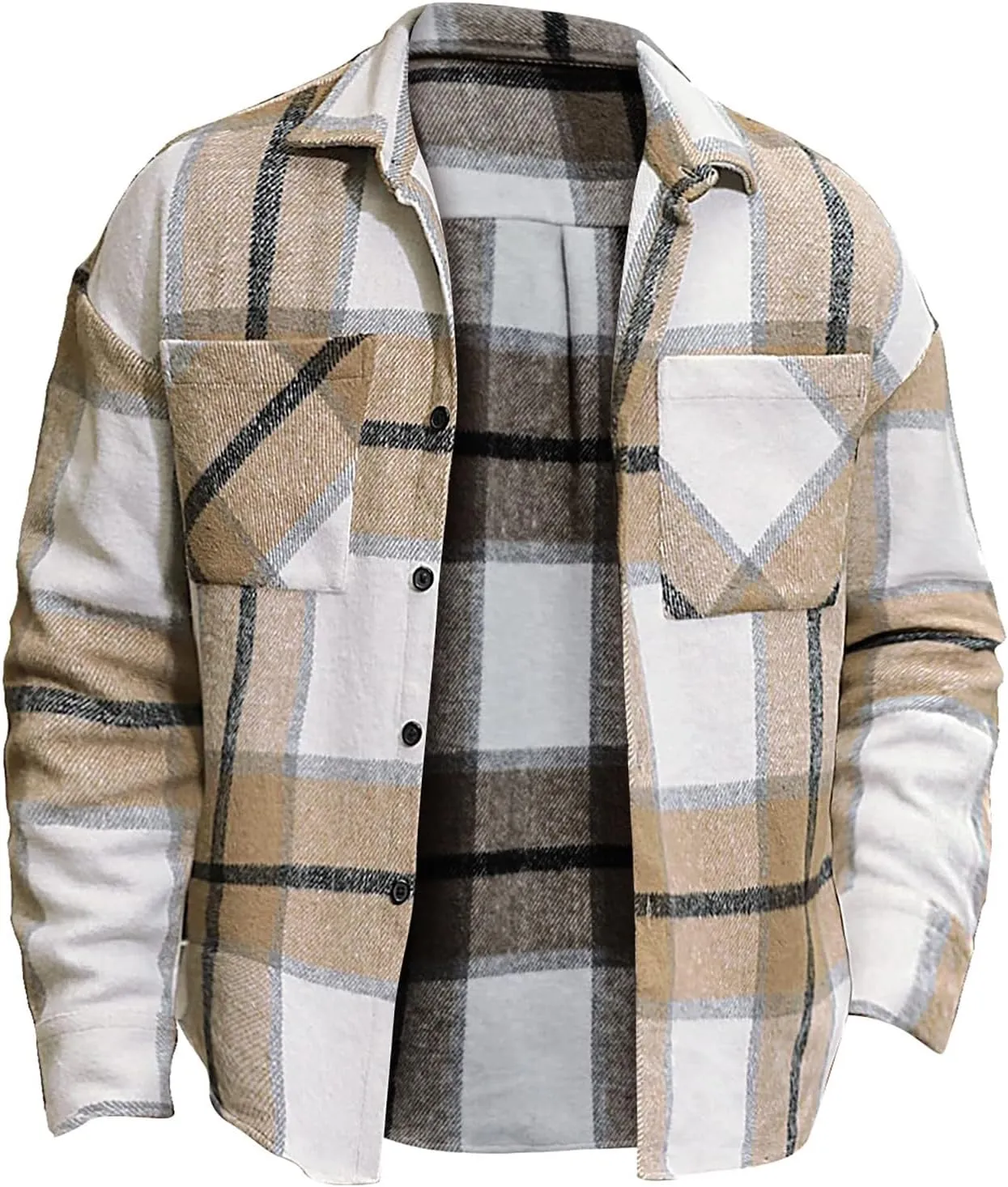 Mens Clothing Coats Jacket Vintage Jacket Coat and Long Coat Long Sleeve Button Coat White Long Sleeve Shirt Men