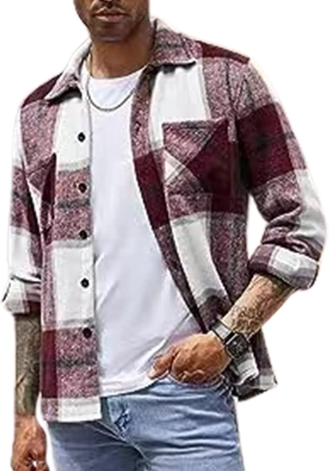 Mens Clothing Coats Jacket Vintage Jacket Coat and Long Coat Long Sleeve Button Coat White Long Sleeve Shirt Men