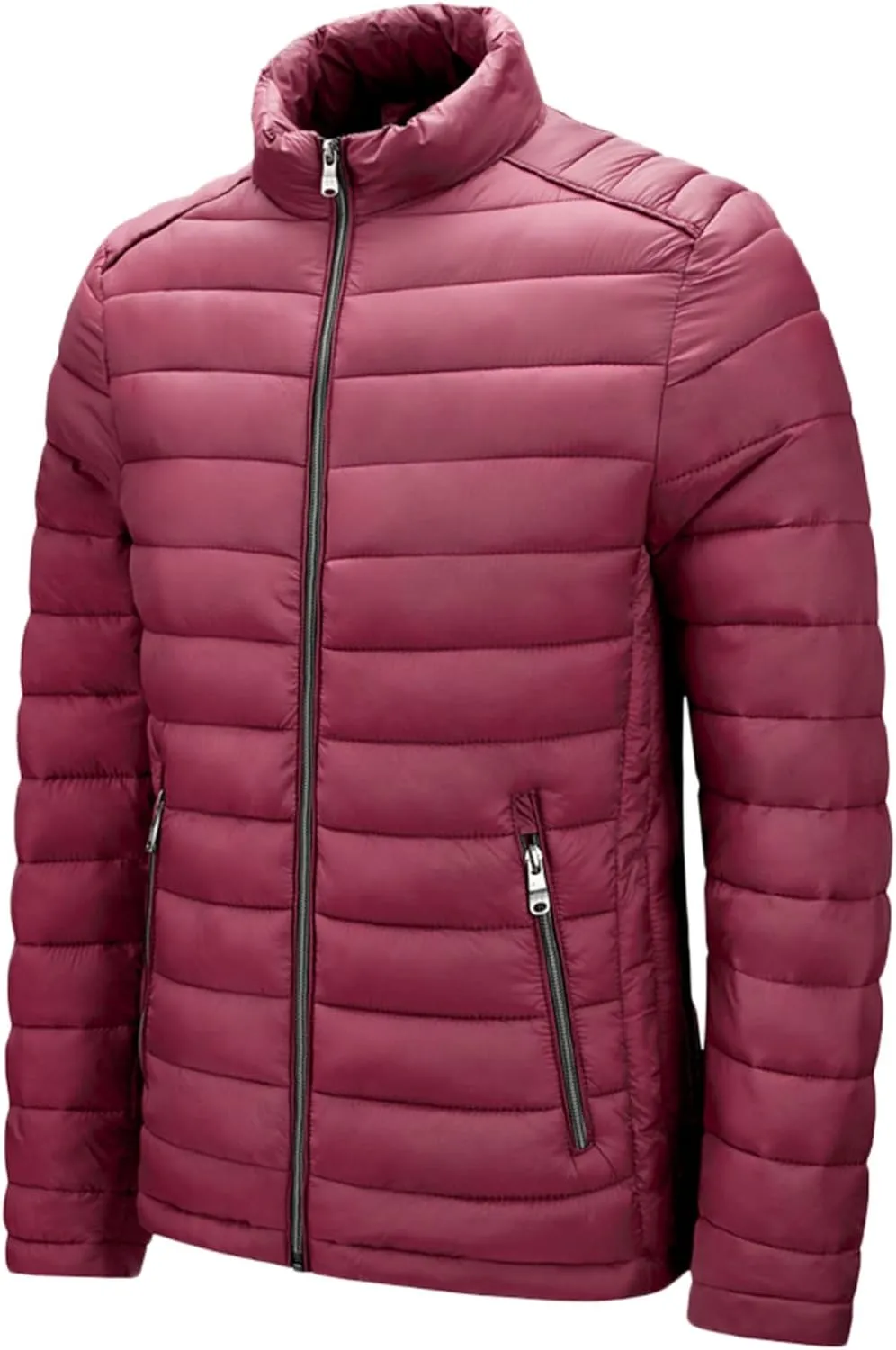 Men's Down Jackets & Coats No Hood Waterproof Full Zip Up Winter Warm Down Jacket Quilted Insulated Puffy Jackets
