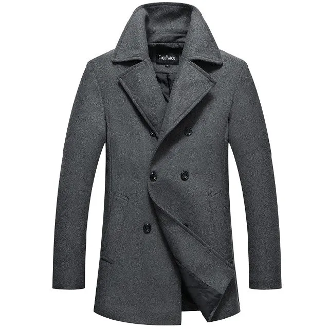 Men's Long Pocket Peacoat
