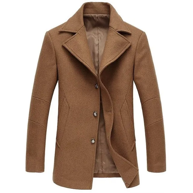 Men's Long Pocket Peacoat