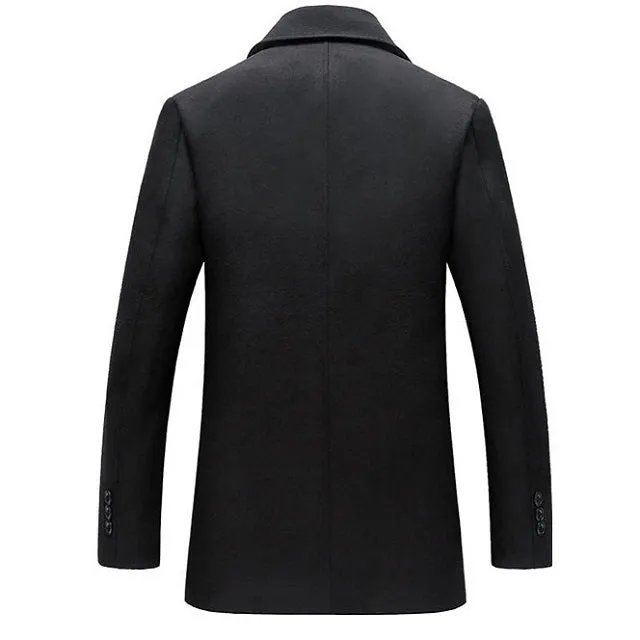 Men's Long Pocket Peacoat