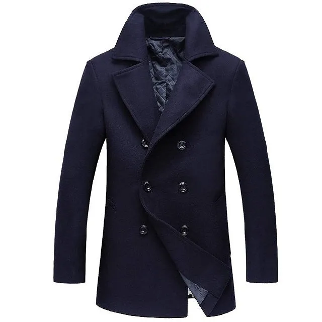 Men's Long Pocket Peacoat