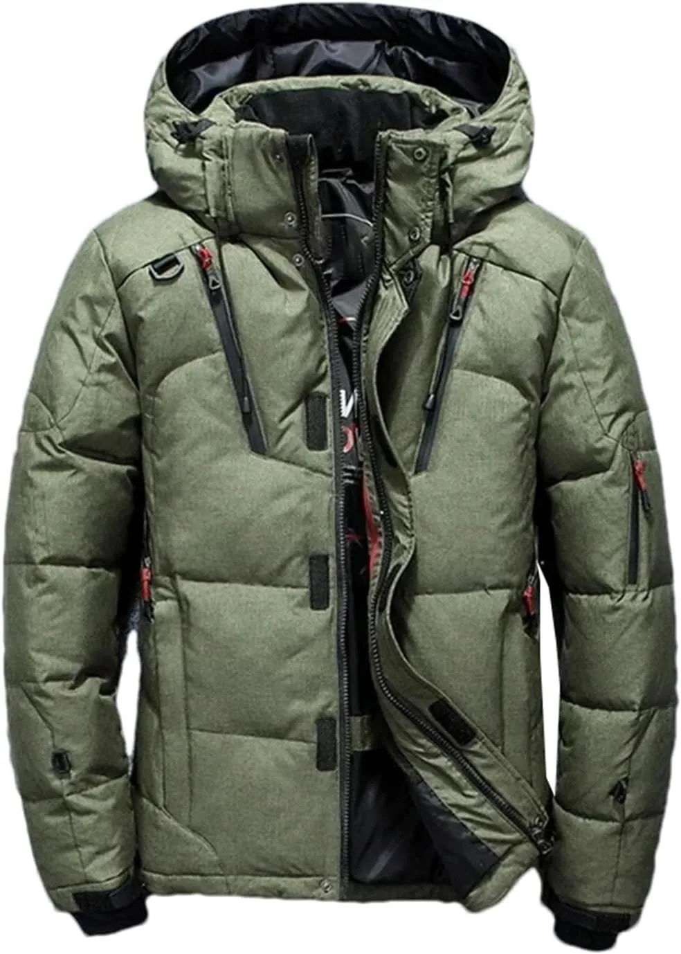 Men's Winter Puffer Jacket Lightweight Packable Thick Warm Parkas Male Hooded Zipper Down Jacket