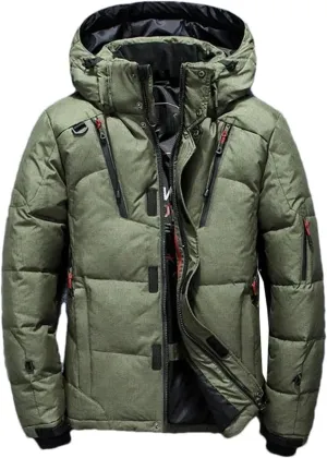 Men's Winter Puffer Jacket Lightweight Packable Thick Warm Parkas Male Hooded Zipper Down Jacket