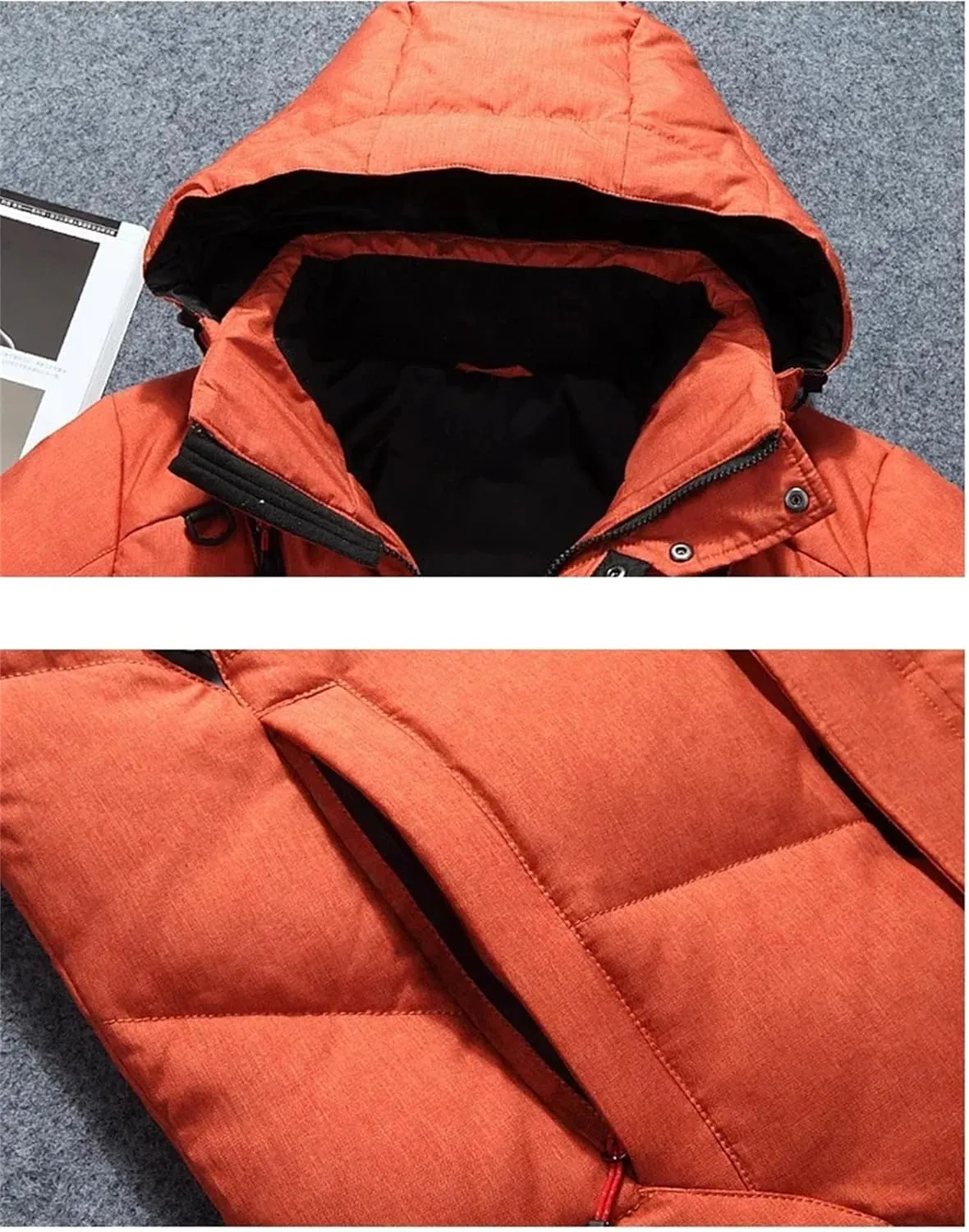 Men's Winter Puffer Jacket Lightweight Packable Thick Warm Parkas Male Hooded Zipper Down Jacket