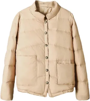 Mnjyihy Women Winter Lightweight White Duck Down Jacket Short Oversize Autumn Puffer Jacket Pocket Parkas