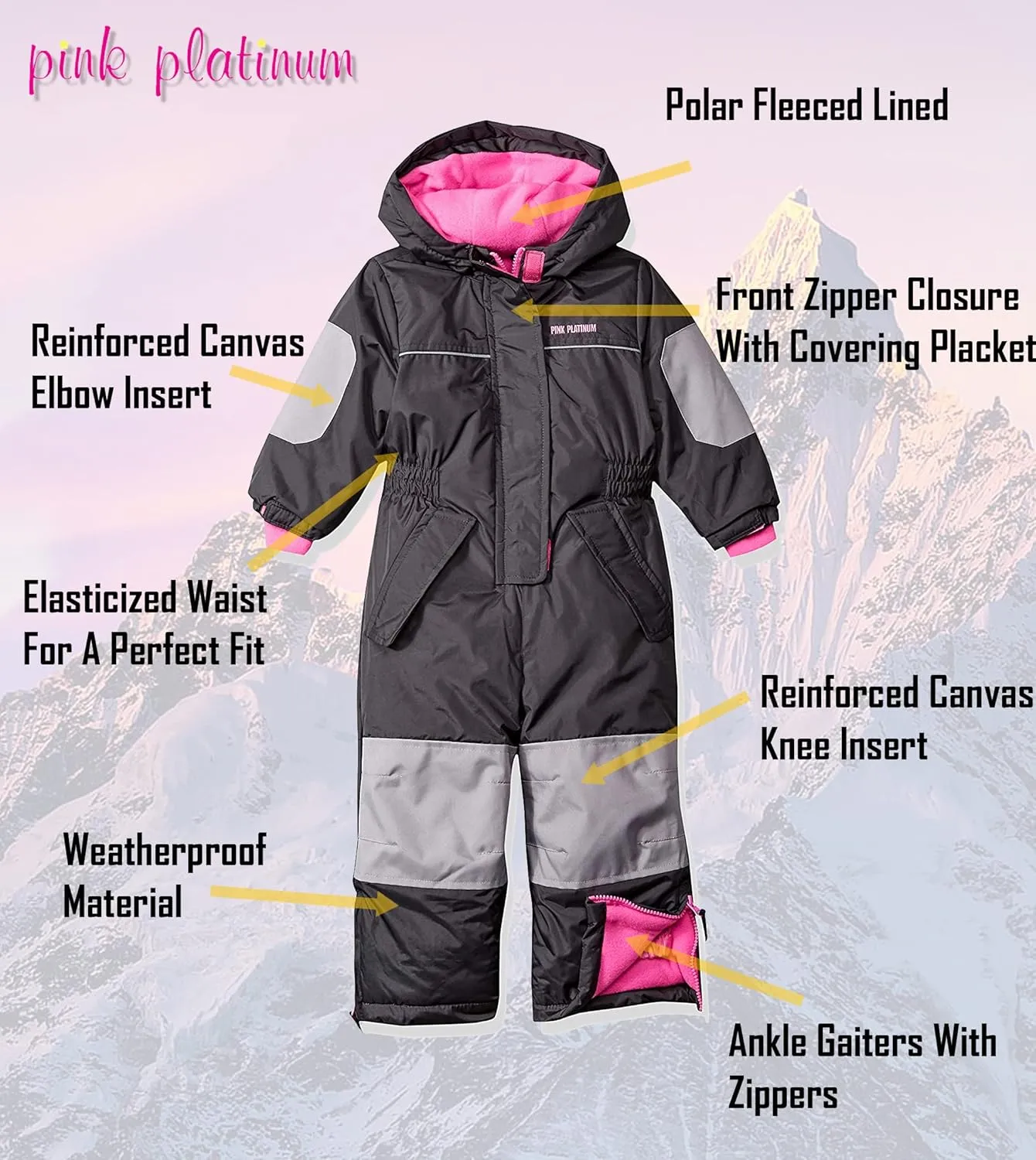 Pink Platinum Girls' Snowmobile Snowsuit