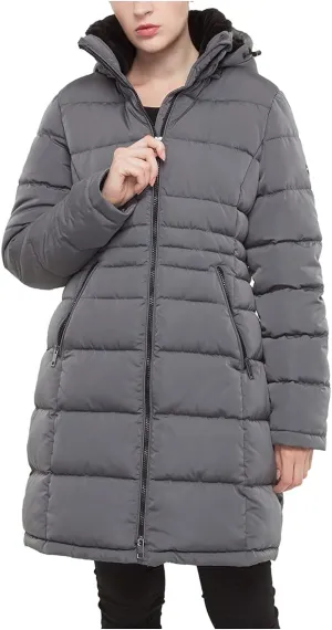Rokka&Rolla Women's Maxi Winter Coat Long Puffer Jacket with Faux Fur Lined Hood