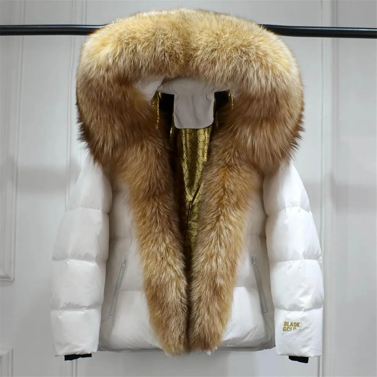 Women Winter Hooded Puffer Coat Large Fur Down Jacket Loose Waterproof Parkas Zipper Outerwear