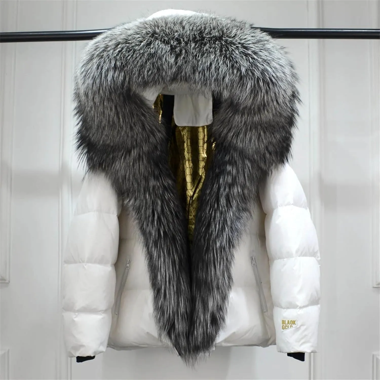 Women Winter Hooded Puffer Coat Large Fur Down Jacket Loose Waterproof Parkas Zipper Outerwear