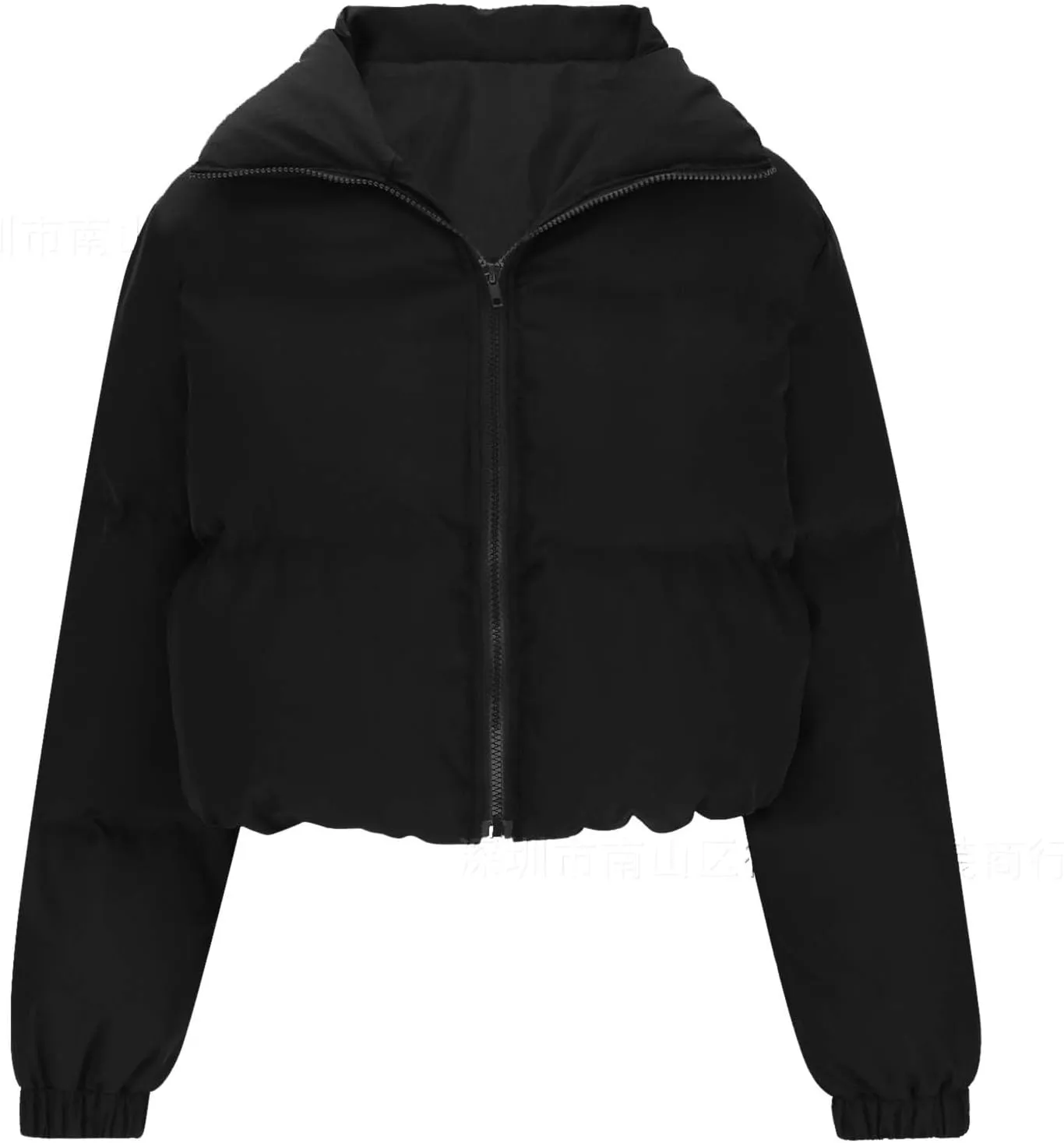 Women's 2024 Winter Long Sleeve Zip Cropped Short Puffer Jacket Parkas Pockets Baggy Down Coats Warm Quilted Jacket