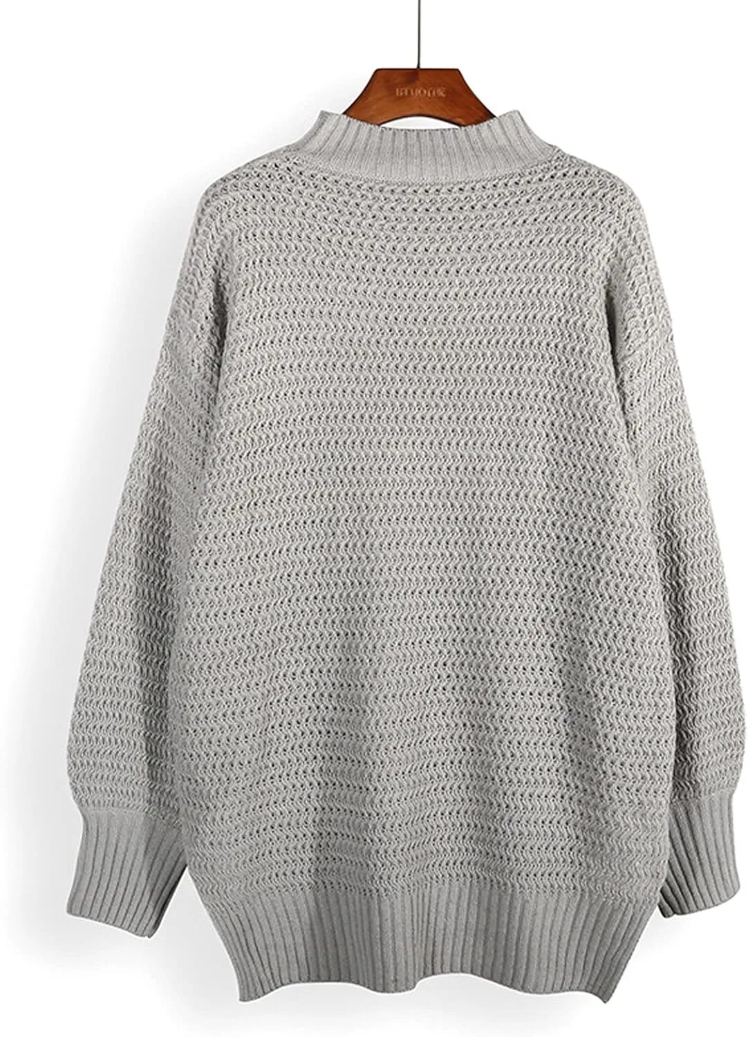 Womens Cable Knit Sweaters Loose Casual Crew Neck Jumpers Oversized Knitted Sweater Vintage Side Slit Pullover